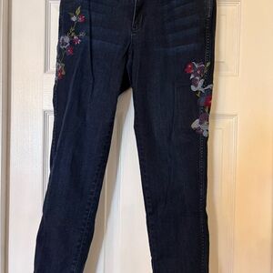 Floral Embroidered Straight Leg Jeans